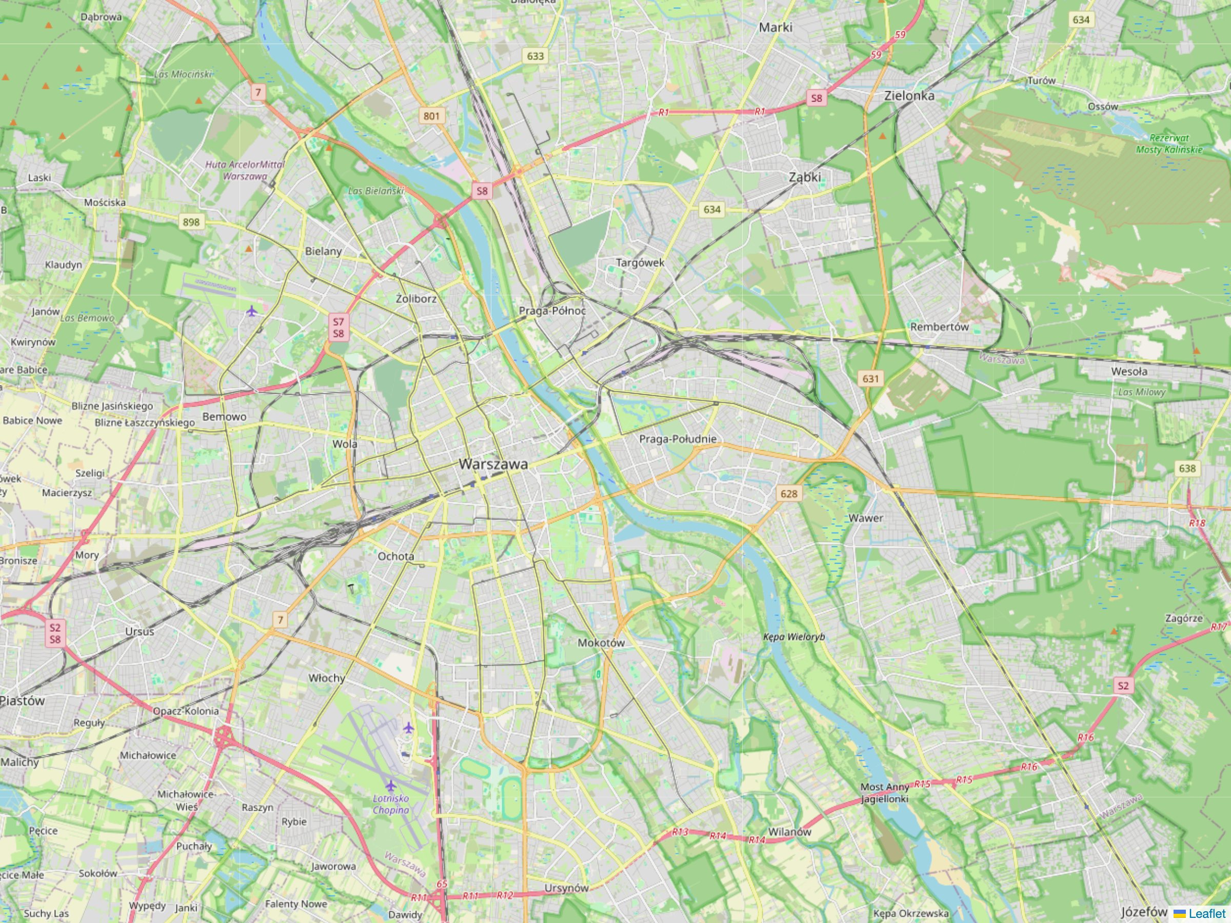 Obszar obsługi — Warszawa i okolice